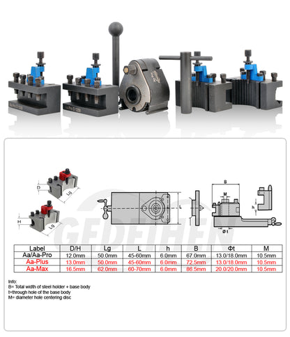 European Quick Change Tool Holder Kit Aa Max QCTP Is Suitable For Turning Diameter 120-220mm Lathe