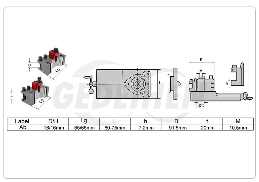 Quick change tool holder lathe European AB hardened tool holder set 16x16mm tool holder suitable for 135-260mm bed swing